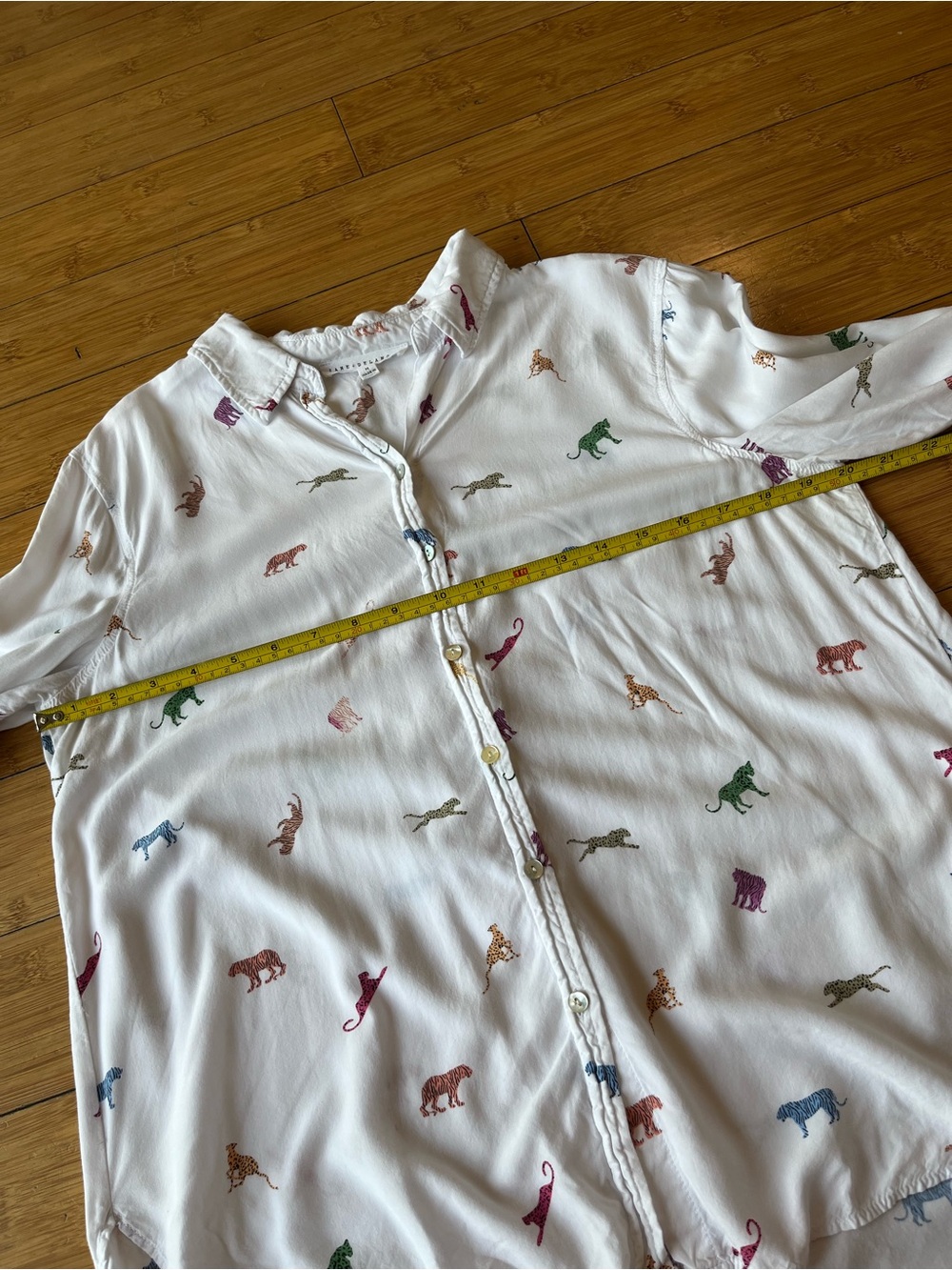 Jane and Delancey Multicolor Wildcat Print Lightweight Rayon Button-Down Shirt - Picture 6 of 7